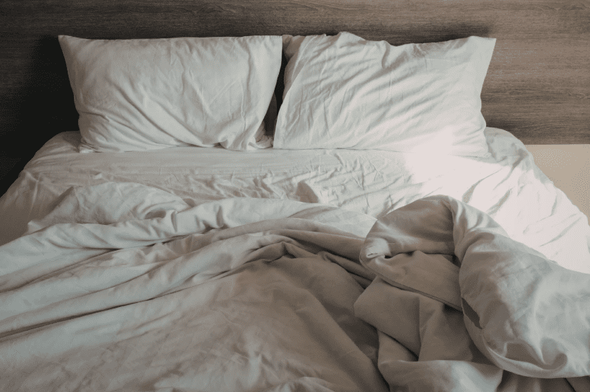 unmade bed