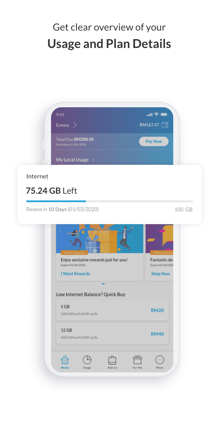 Celcom app - internet usage