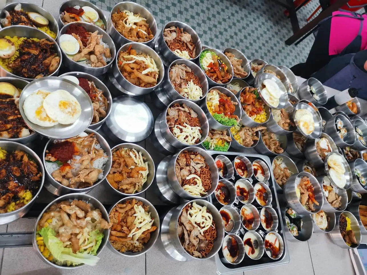 Variety of food in canteen