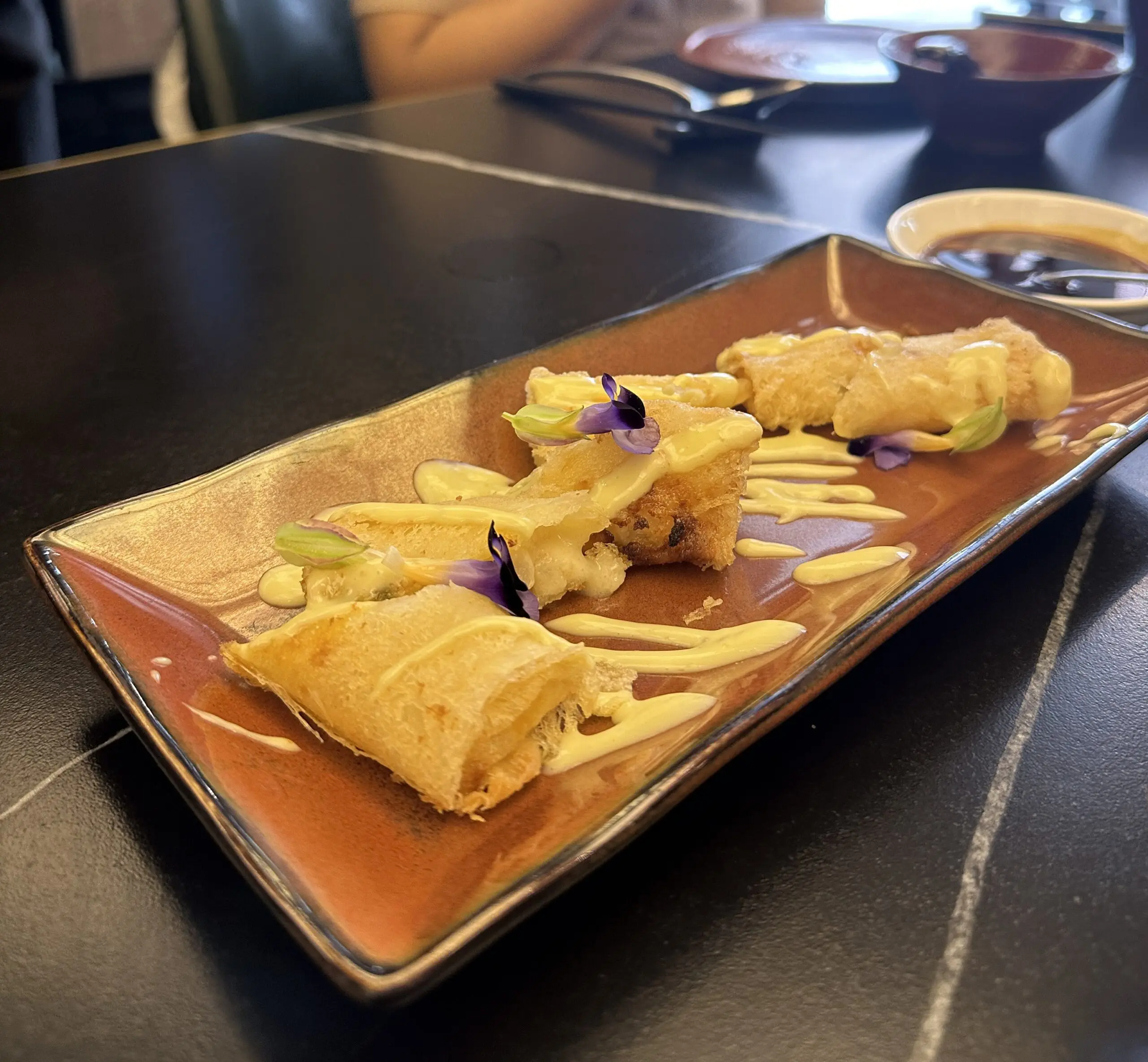 Vietnamese Prawn Mango Roll Topped Mango Dressing