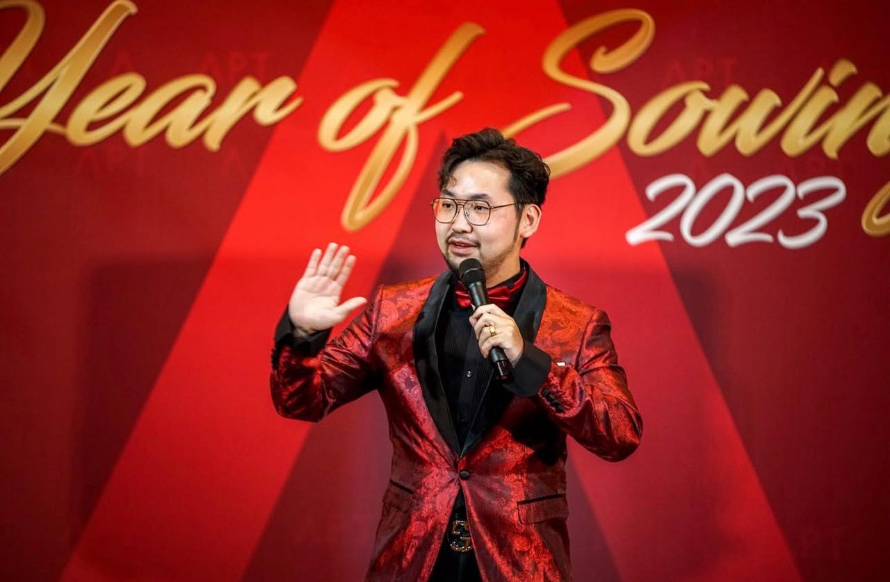 Vincent giving a speech