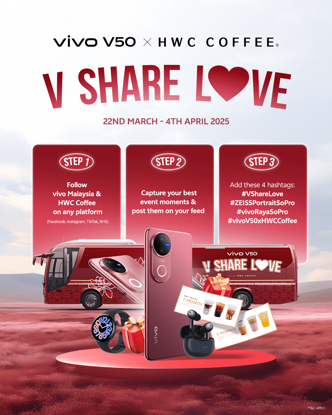 Wanna Win A vivo V50 & Enjoy Free Coffee? Join The VShareLove Bus Roadshow At IOI City Mall