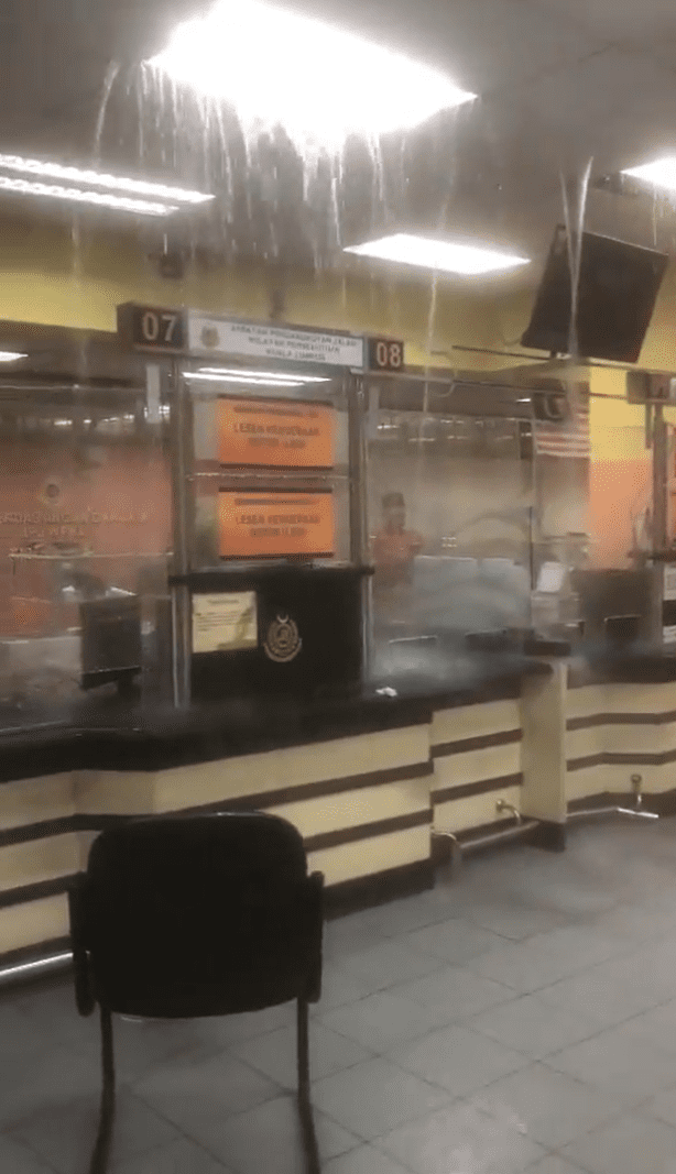 Water leaks through ceiling at JPJ Wangsa Maju