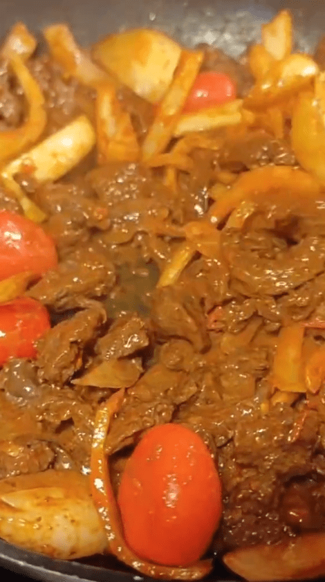 whale meat being cooked
