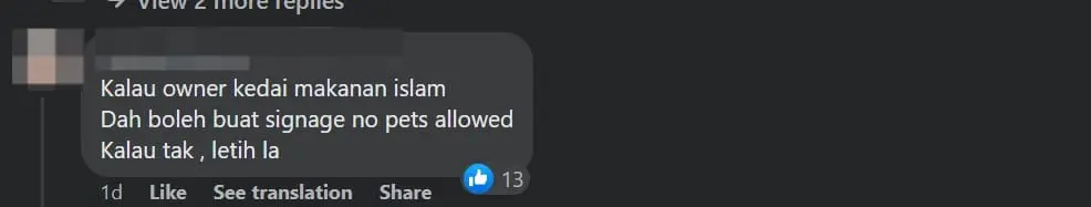 M'sian Woman Brings Dog To Mamak Stall, Draws Criticism From Netizens comment 2