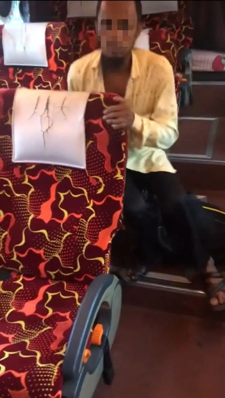 Foreign man confronted for pooping inside bus