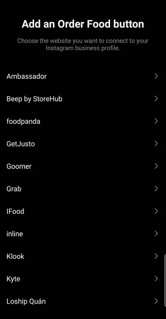 Instagram story that shows multiple choices of food ordering app options.