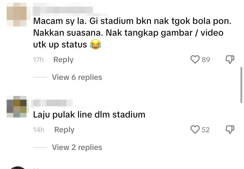 M'sian Woman Watches Movie On Her Phone Instead Of Football Match At Bukit Jalil Stadium And It's Super Relatable comment 1