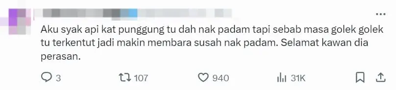 M'sian Netizens Amused As Abang Bomba Struggles To Extinguish Fire During Live Demo