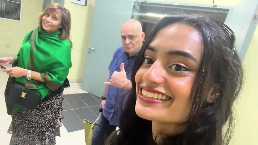 Sabrina Bahsoon with her parents.