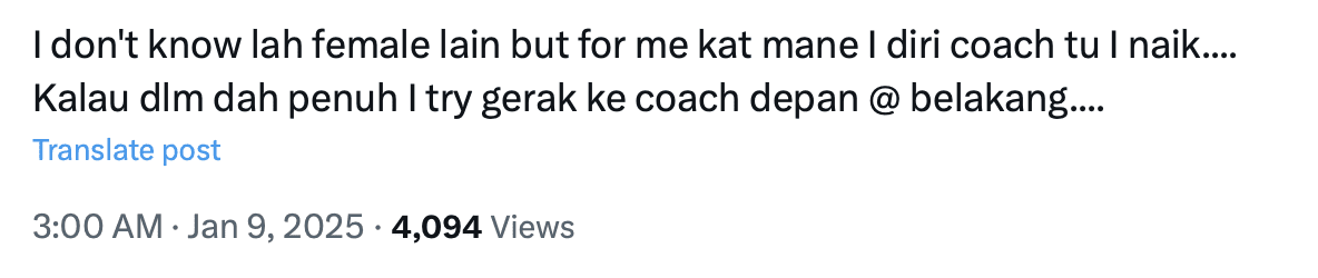 'Why Squeeze With Us?' - Comment01_M'sian Man Asks Why Women Don't Sit At Women-Only MRT Coaches