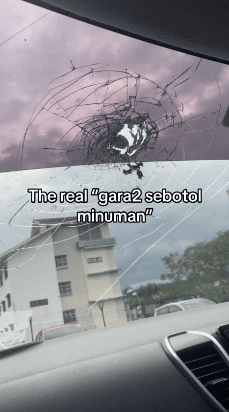 Windscreen shattered due to thermos flask that explodes