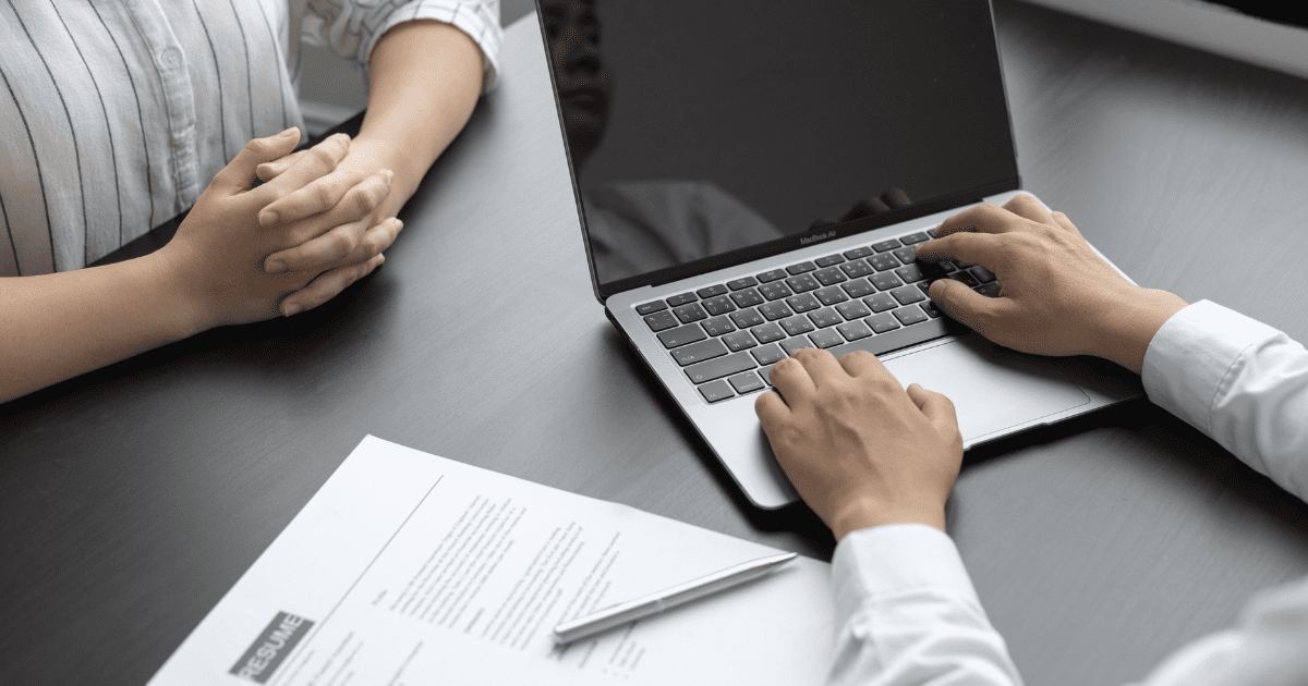 woman having interview