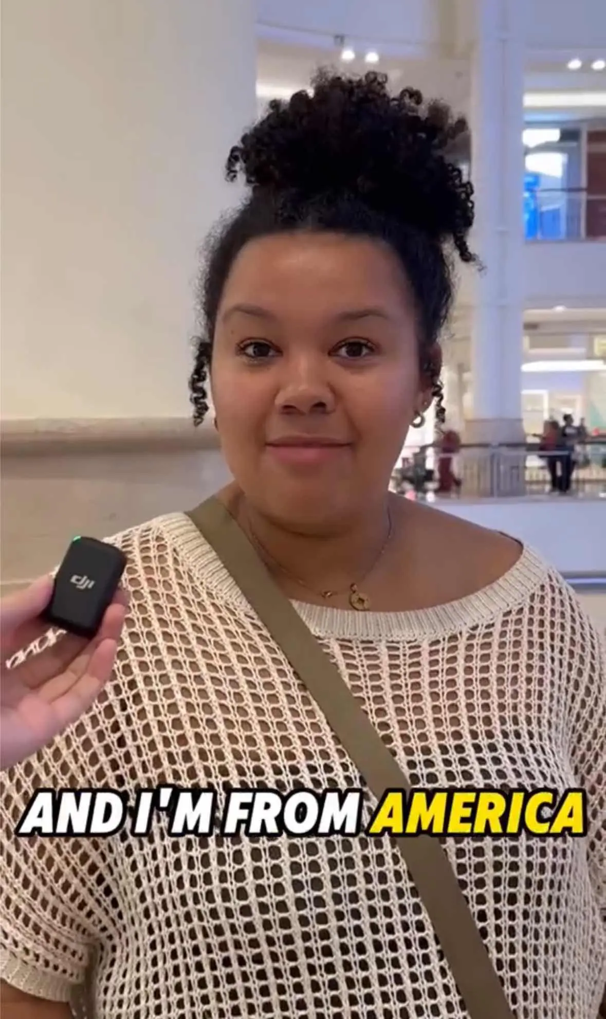 woman mentioning where she is from