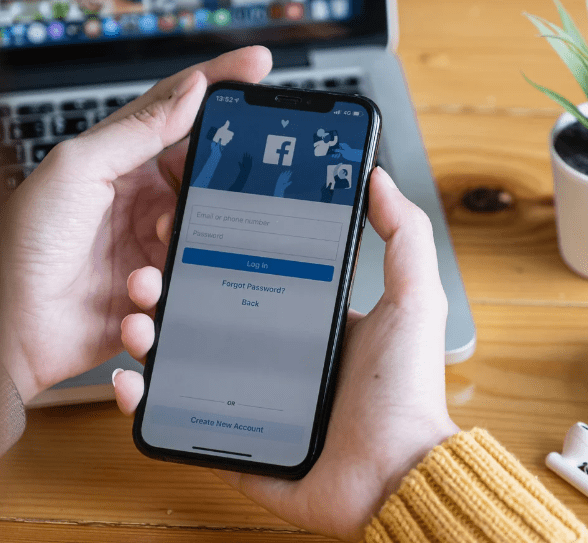 woman using facebook