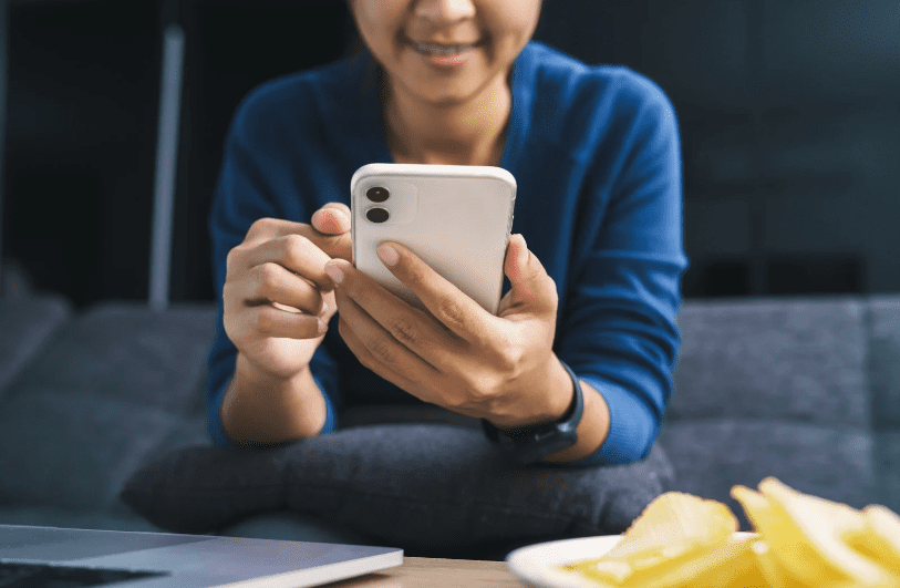 Woman using her handphone