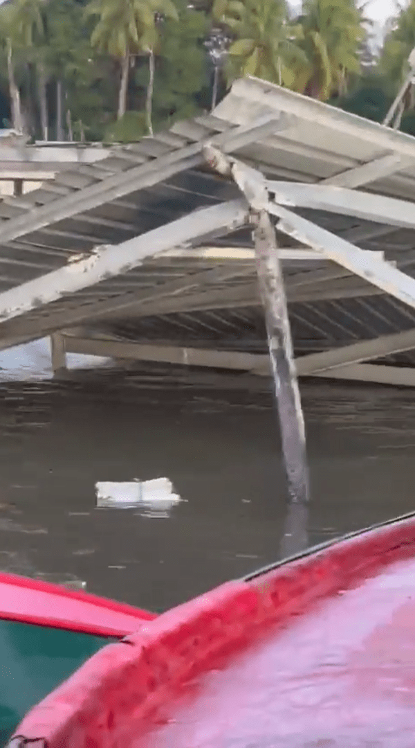 Collapsed wooden jetty in Semporna