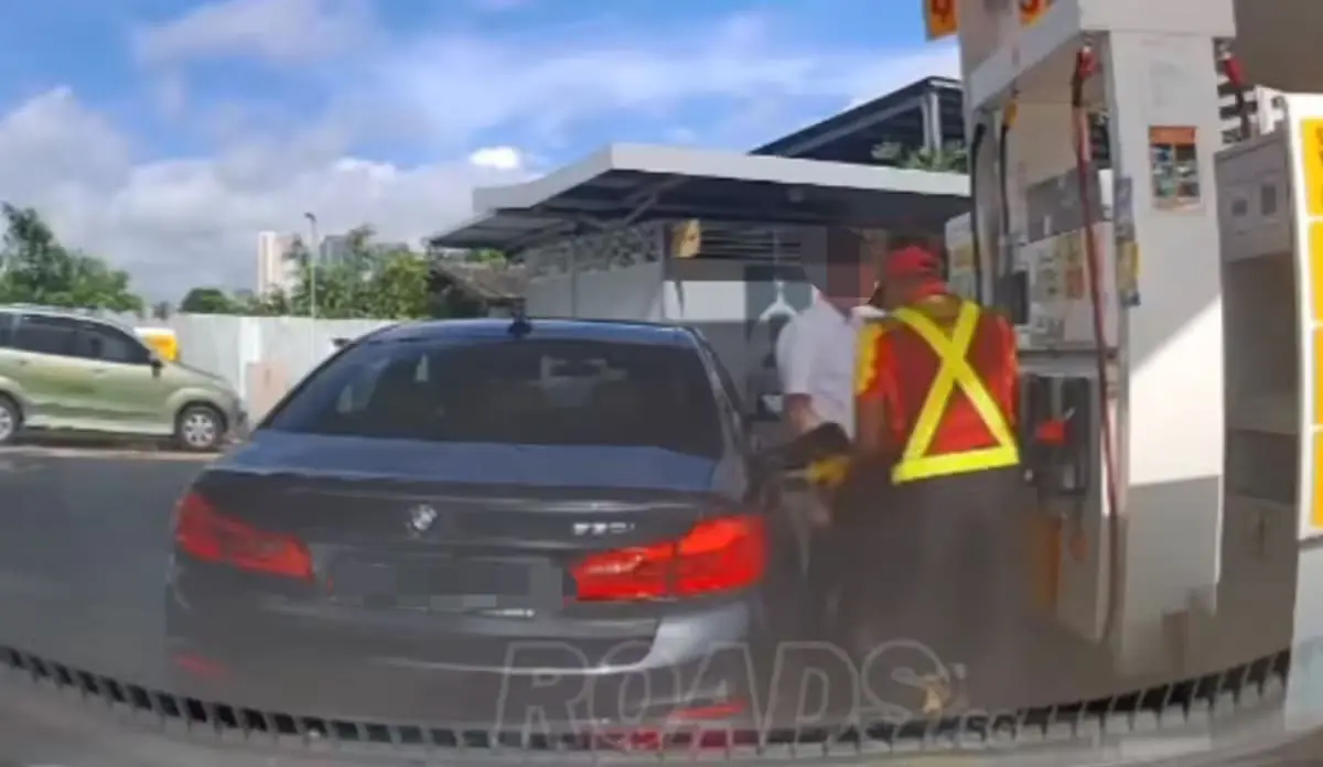 Workers stops man from pumping RON95