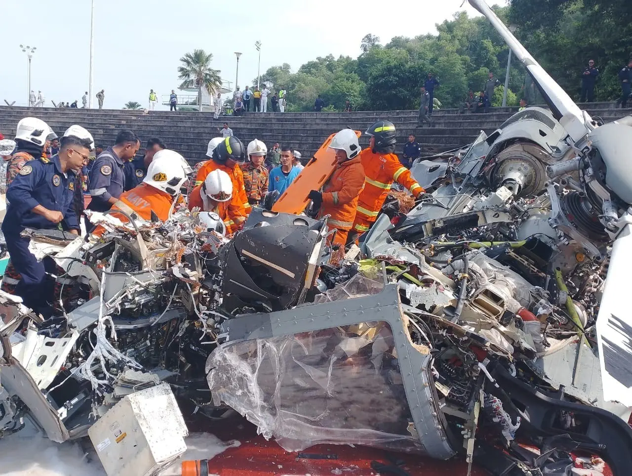 Wreckage of Lumut helicopter crash