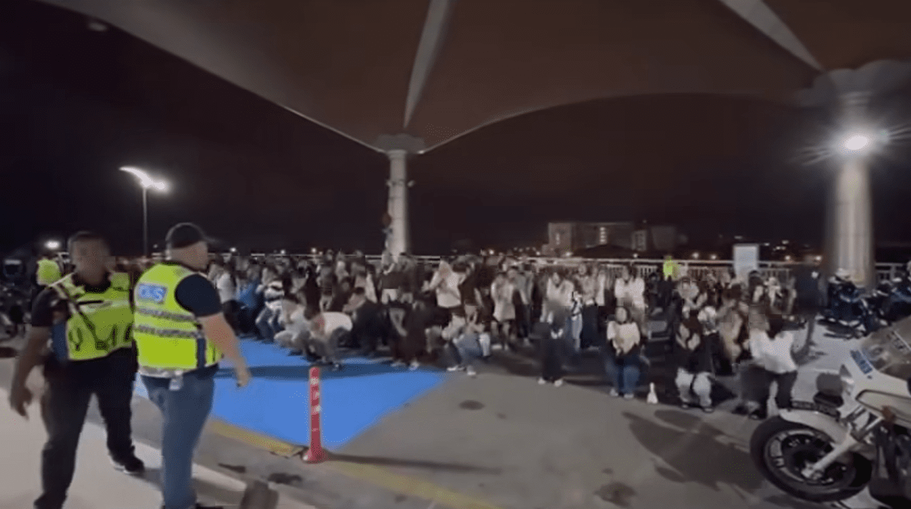 Youths doing squats in Kuching