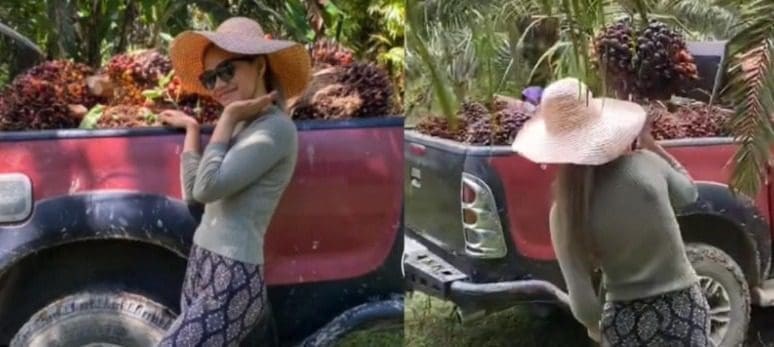 This 20yo petite girl who works in her father's oil palm plantation went viral on TikTok