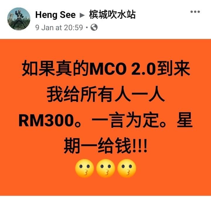 A netizen in million-dollar debt after an RM300 bet with everyone about MCO 2.0