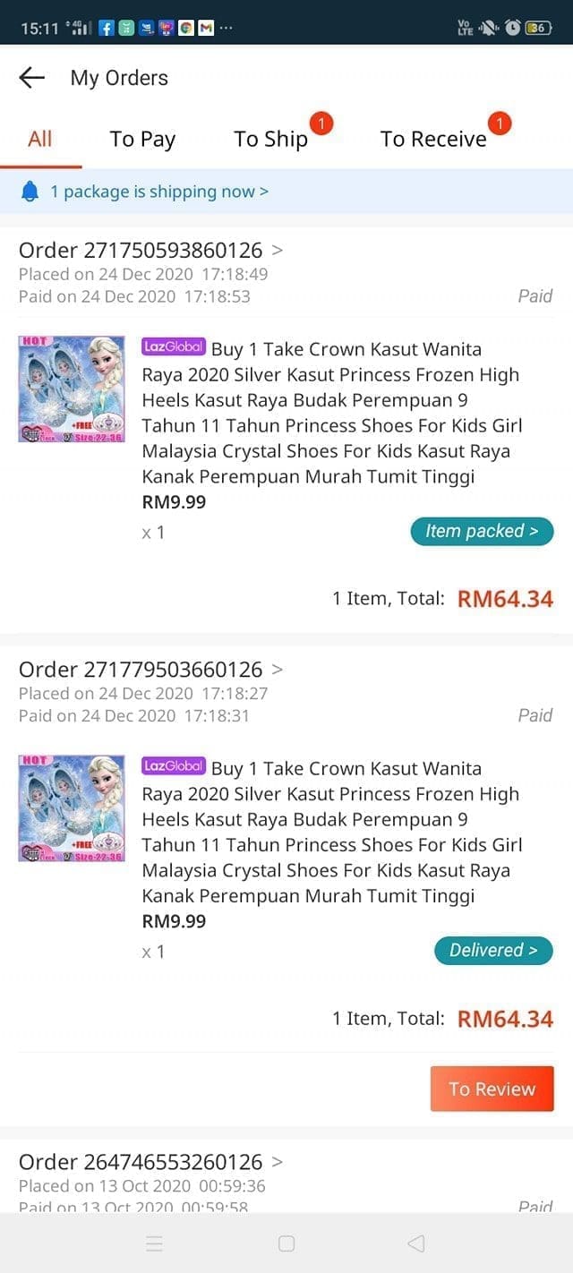 M'sian mum surprised after 5-year-old kid ordered two pairs of "Elsa" shoes online