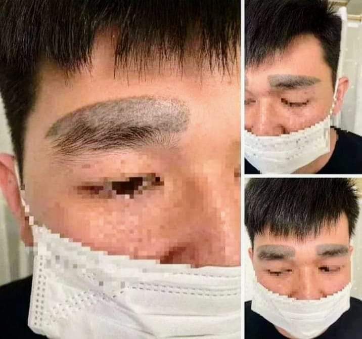 Man becomes real-life shin-chan after eyebrow tattoo procedure goes awry | weirdkaya