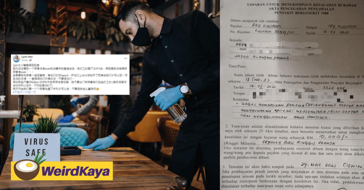 Woman complains of being fined rm10k due to customer's non-compliance | weirdkaya