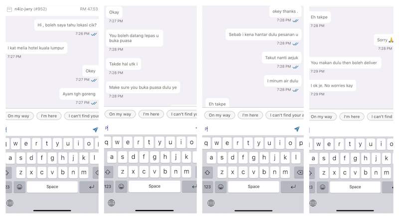 Foodpanda walker shares kind message by customer urging him to break fast beforehand
