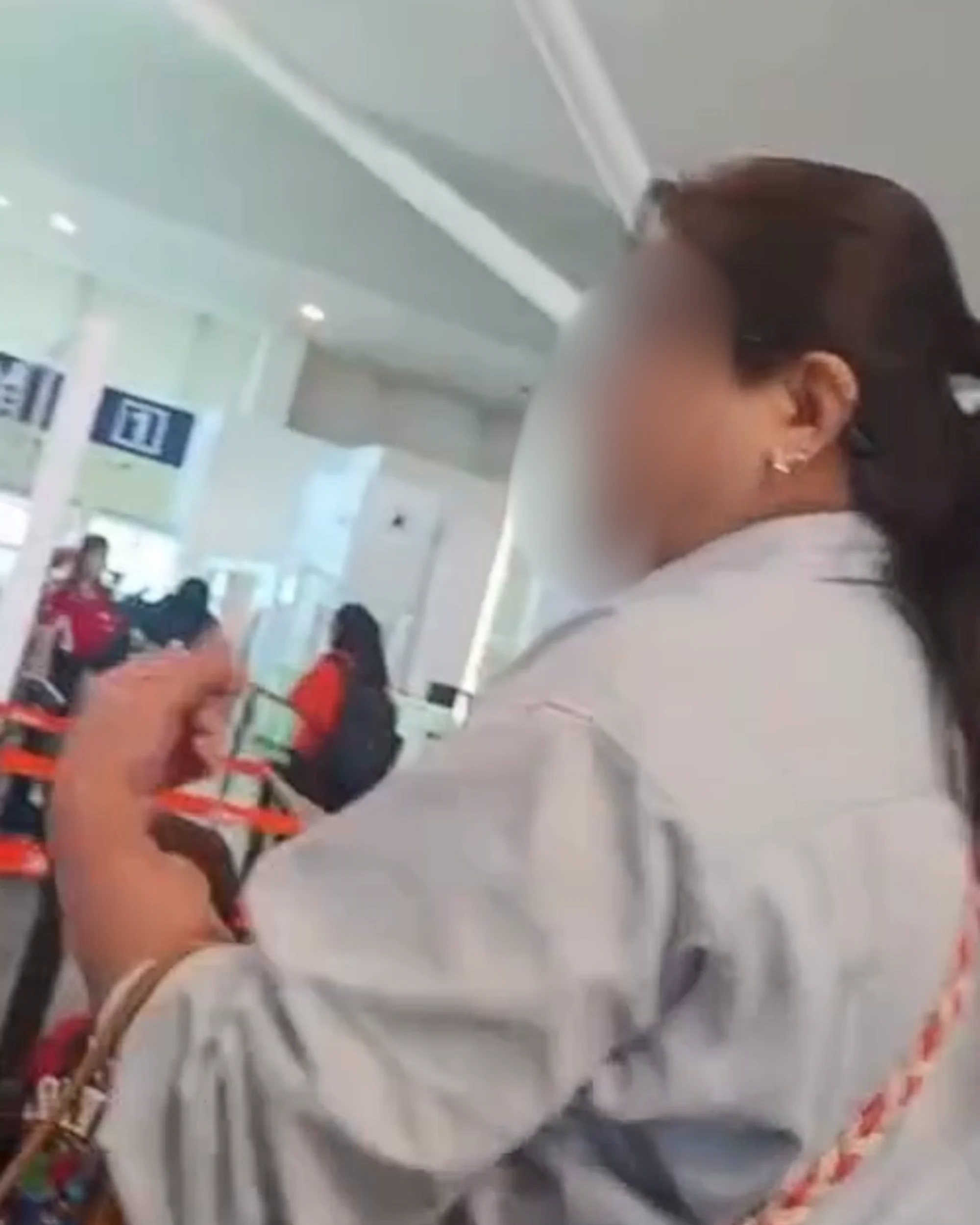 Ask to get bag through security ( )