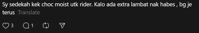 Comment on refreshment for rider ( )