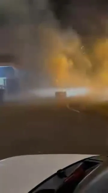 Firework box topples 