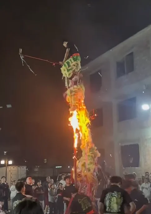 Lion dance on fire ( )