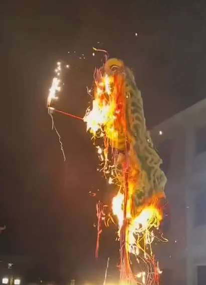 Lion dance on fire ( )