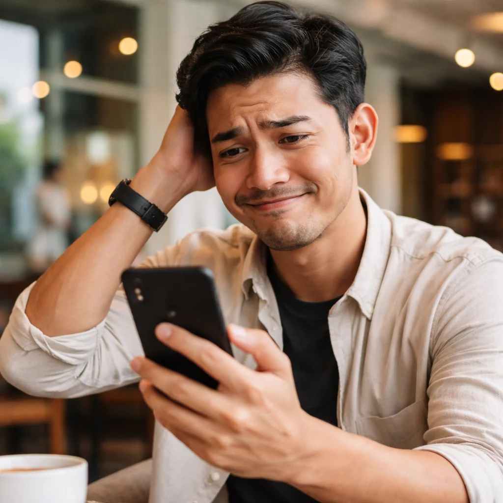 Man looking at his epf acc