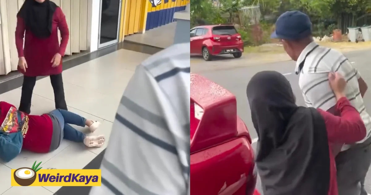 Woman slaps husband after catching him with another woman outside seremban hotel