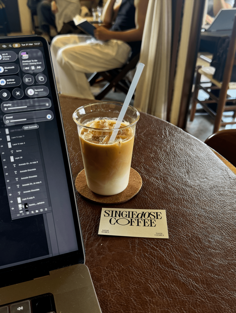 wk working in cafe