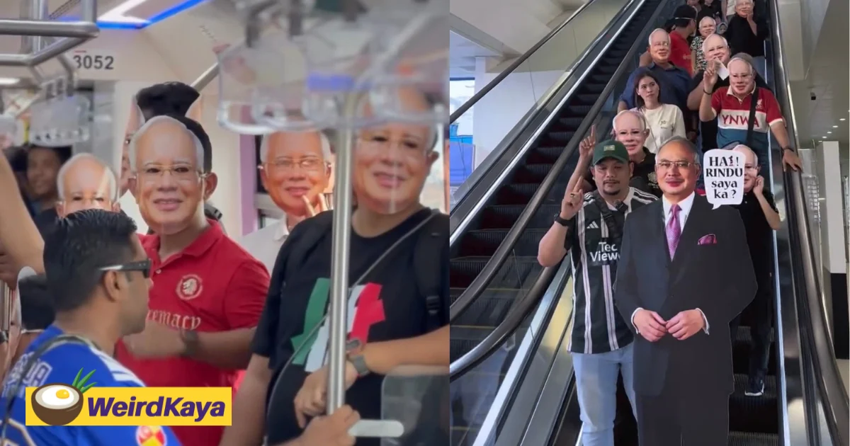 Group Of M’sians Wear Najib Face Masks On LRT3 To ‘Remember His Contributions’ | WeirdKaya
