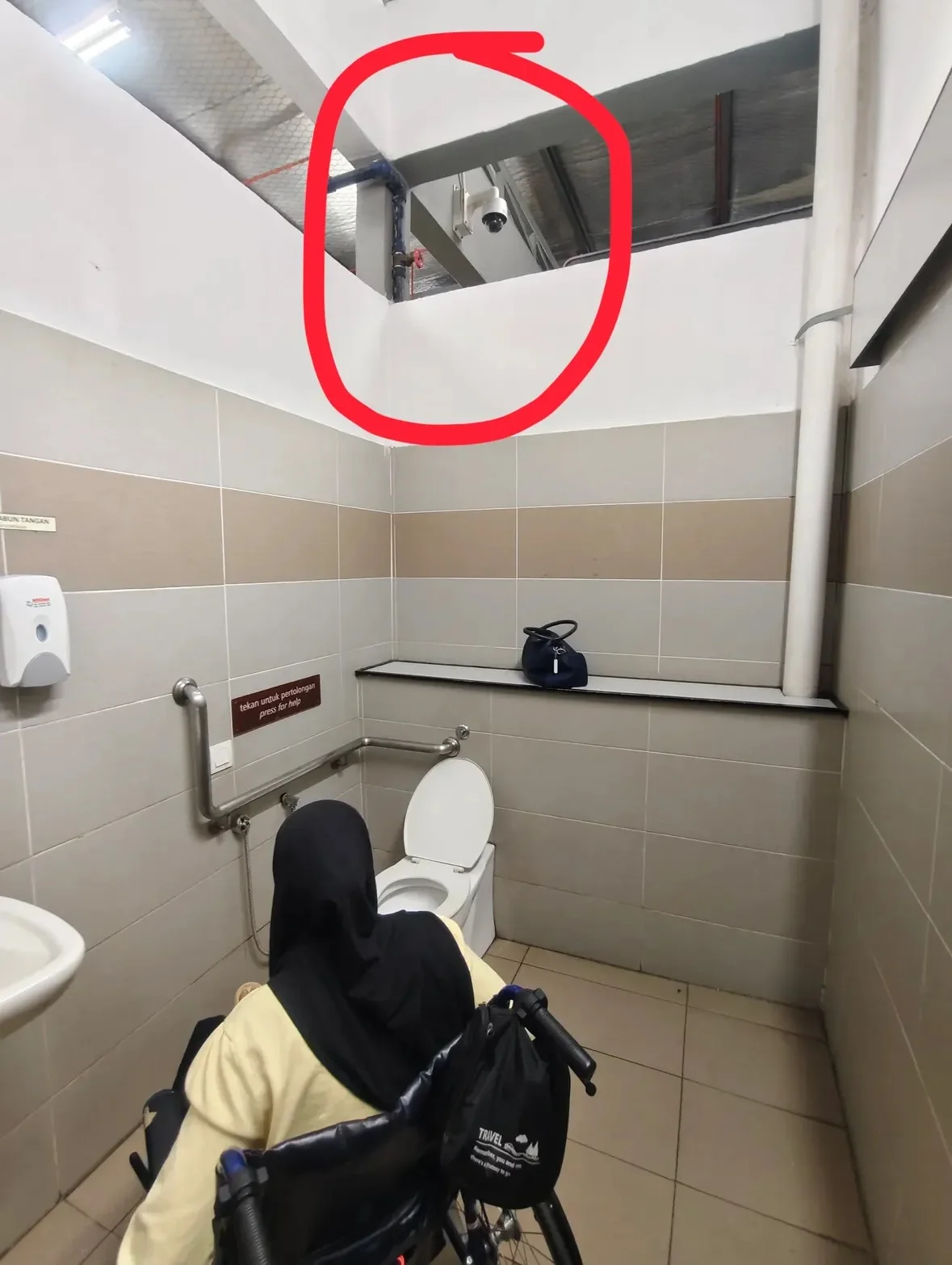 wk m'sian left worried after cctv camera spotted peeking into rawang r&r oku toilet.