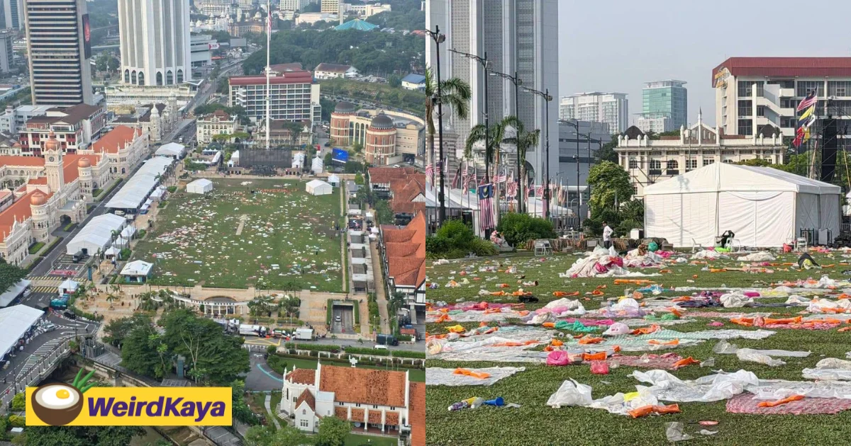 ‘A Sad Sight’ — Tons Of Rubbish Left Behind By Fans At Dataran Merdeka After Thrilling World Cup Final Match | WeirdKaya