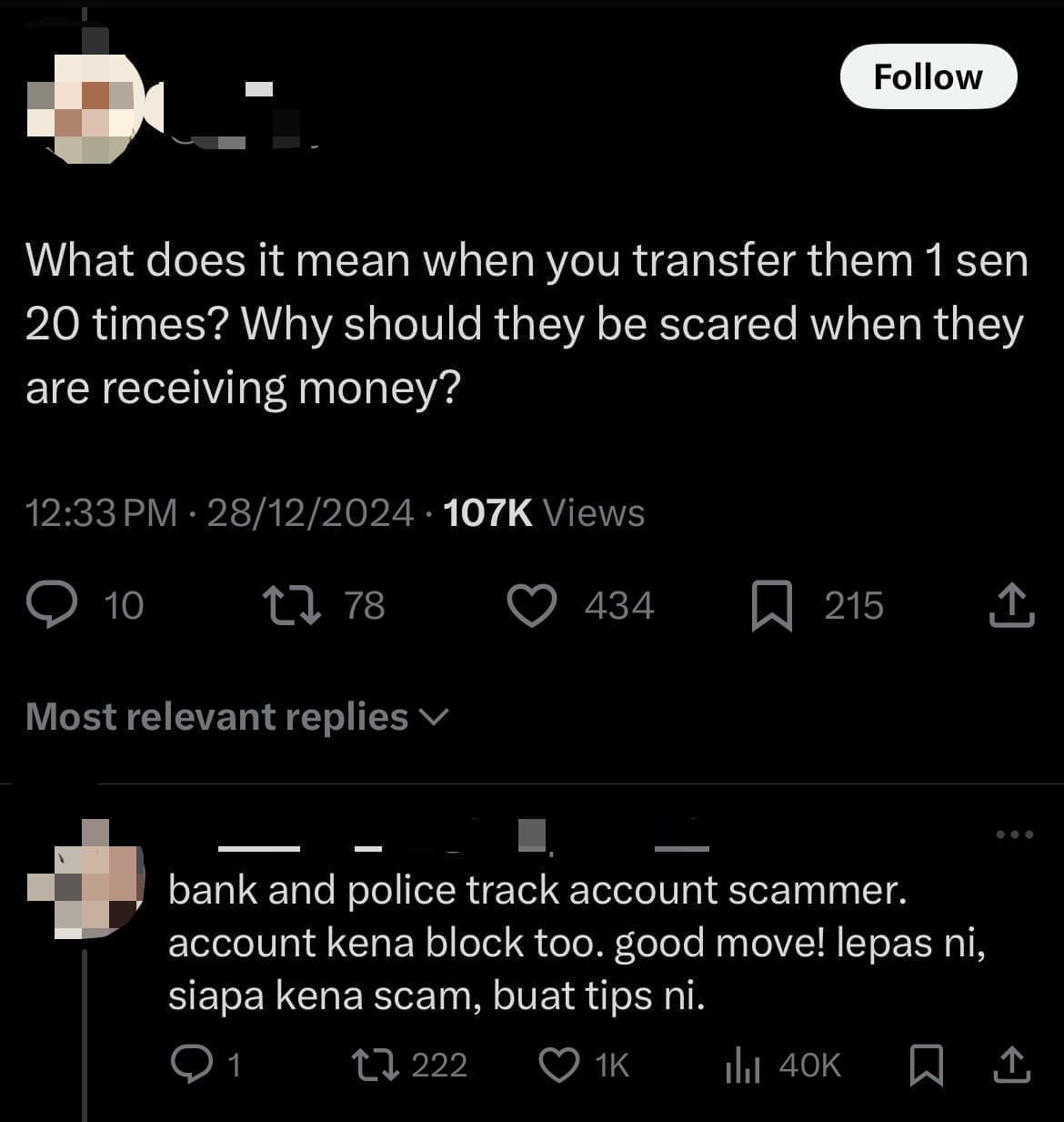 M'sian Woman Transfers 1 Sen To Scammer 20 Times, Manages To Get Her Money Back comment 1