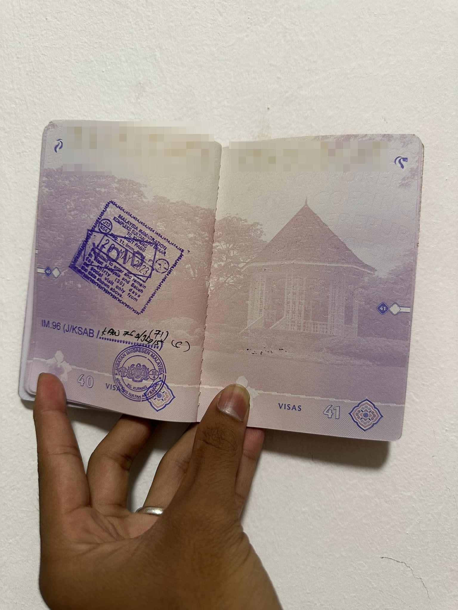 Passport of the SG man who was barred from entering Malaysia.