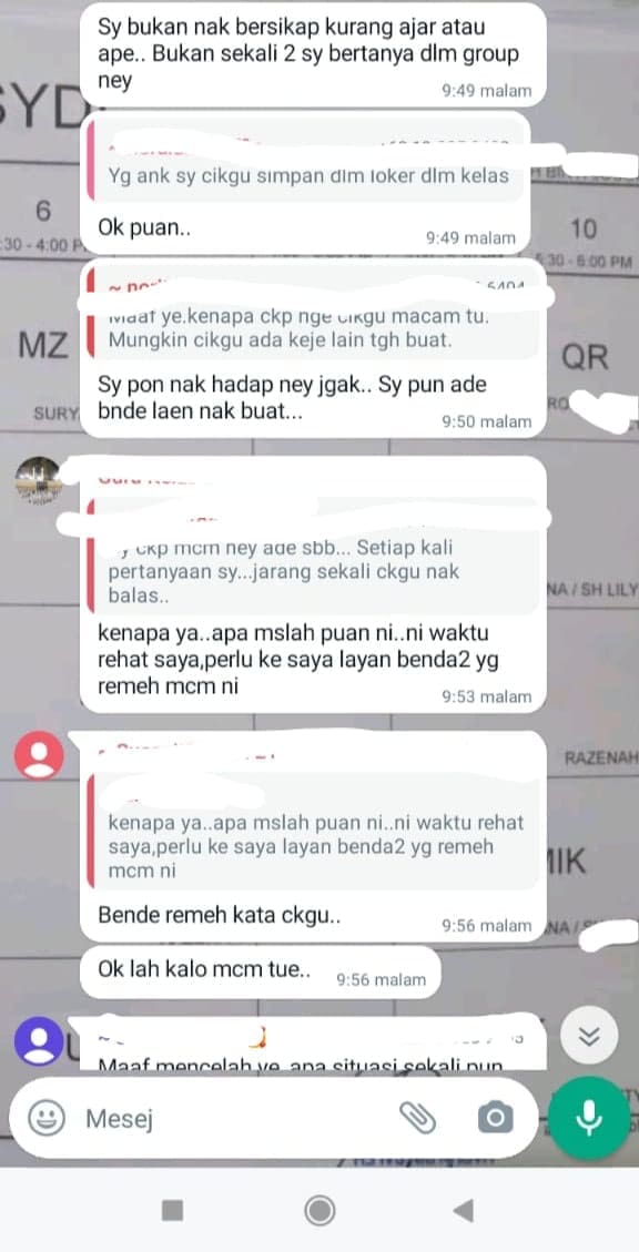 Teacher replies back to to the rude Malaysian mum