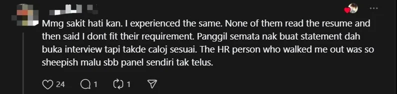 'Why Even Call Me In The 1st Place?' — M'sian Gets Rejected After 5-Min Job Interview comment 2