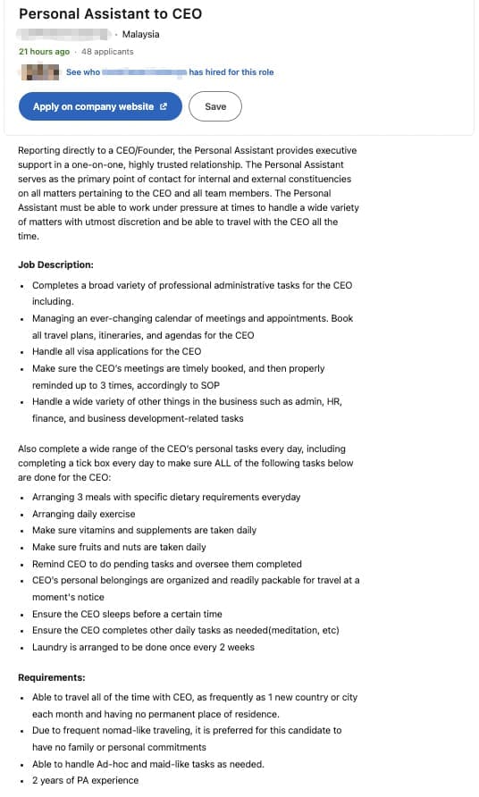 &Quot;Is This For A Personal Assistant Or Nanny?&Quot; — M'Sians Amused By Linkedin Job Posting | Weirdkaya