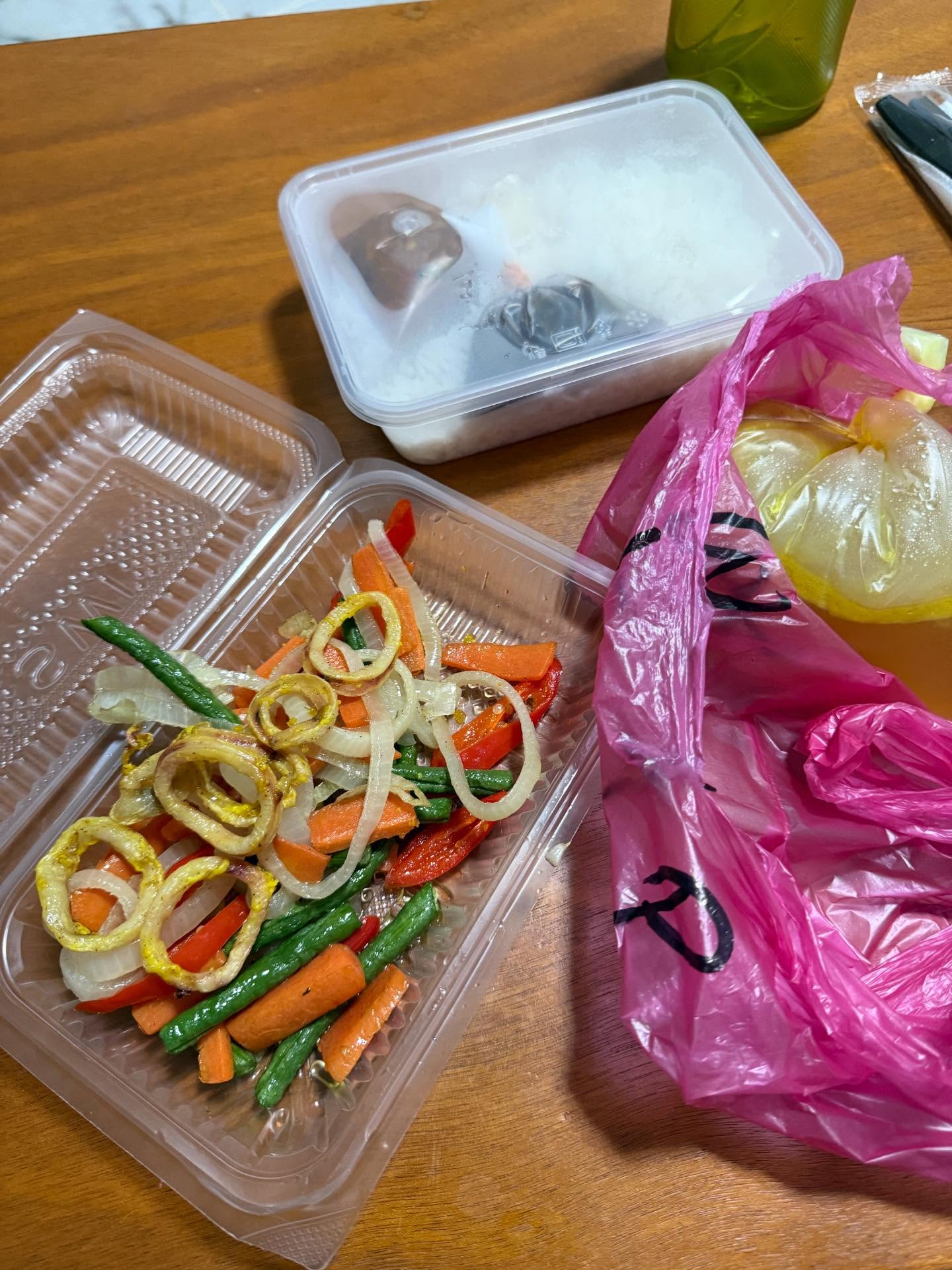 tiny squid with a lot of veggies