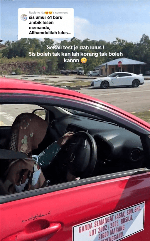 61yo M'sian woman drives car during test