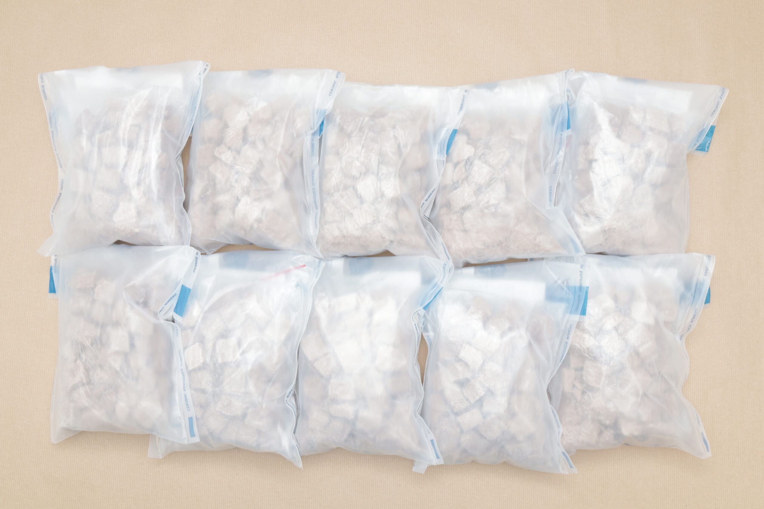 confiscated heroin packed in block packets 