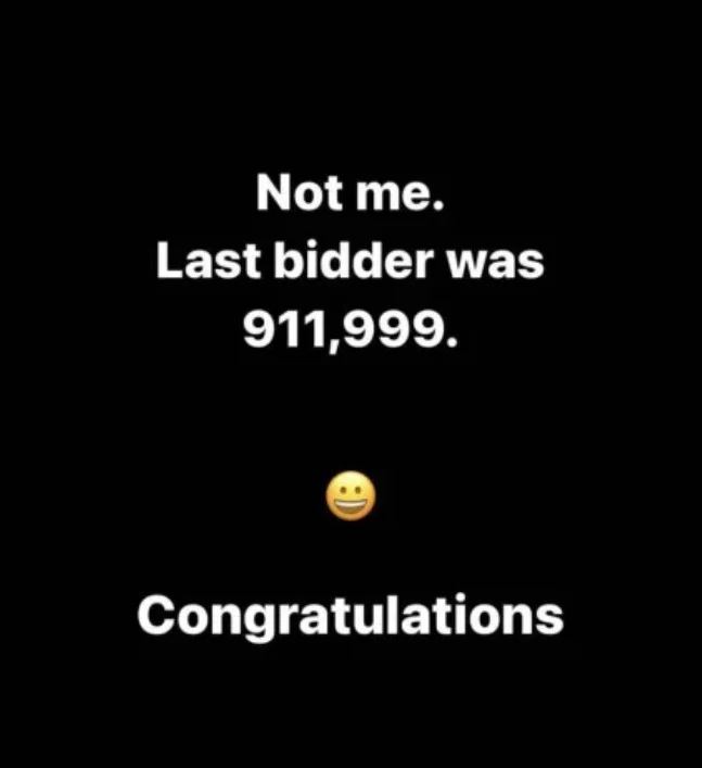 A screenshot of the woman who lost the bid of FF9 number plate.